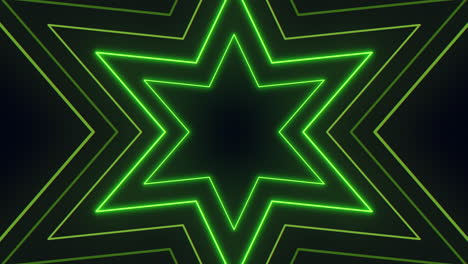 neon green star on black intricate geometry illuminated in vibrant hues