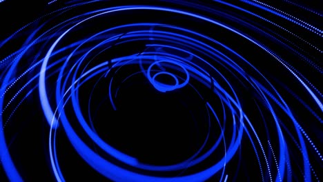 diseño de movimiento bg de partículas de flujo que dan forma a líneas, hélices y estructuras abstractas. líneas azules girando en espiral vuelan a lo largo de la trayectoria giratoria. 3d render elegante fondo abstracto creativo en 4k.