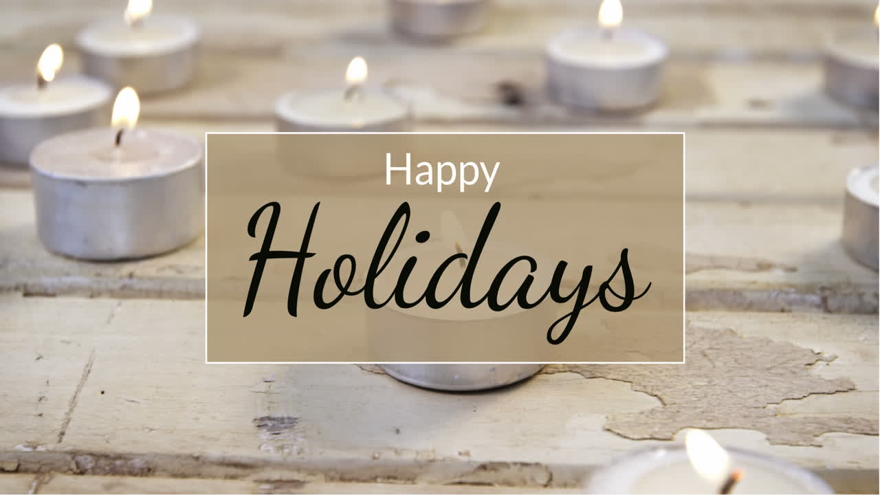 feliz día de fiesta texto y velas encendidas 4k