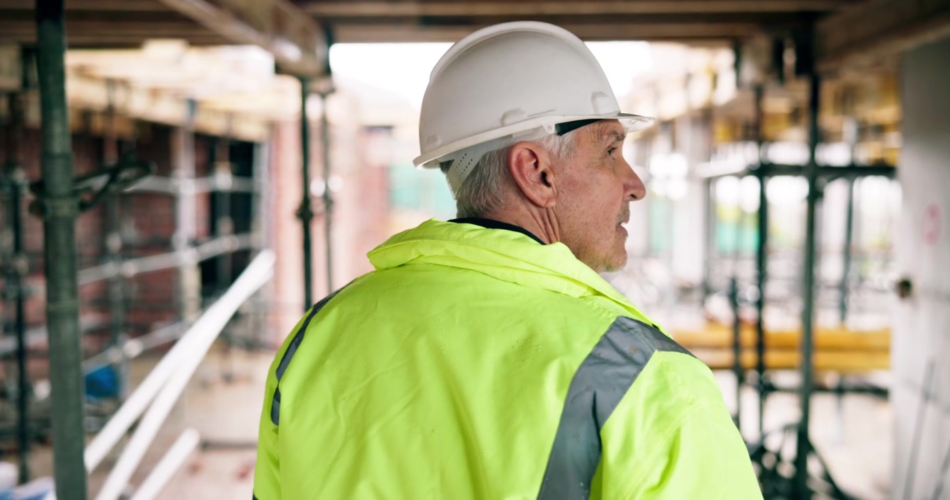 Senior Construction Manager Inspecting Building Site