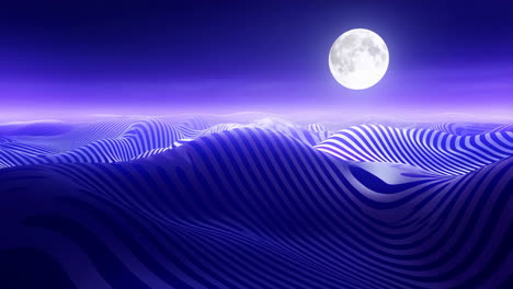 purple striped landscape with moon