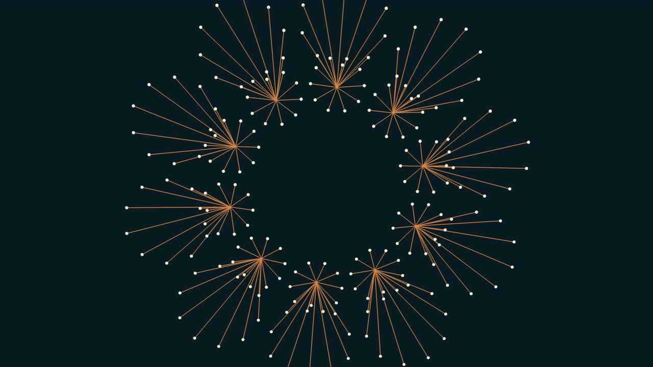 Symmetrical spiral of connected dots creates circular pattern