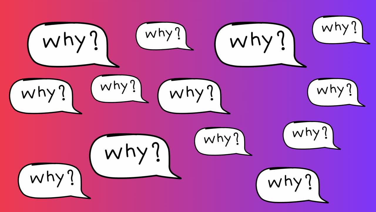 Animated “Why?” Question Mark Pop Up Concept Illustration — Confusion, Curiosity, Uncertainty, Doubt Symbol kinetic animation