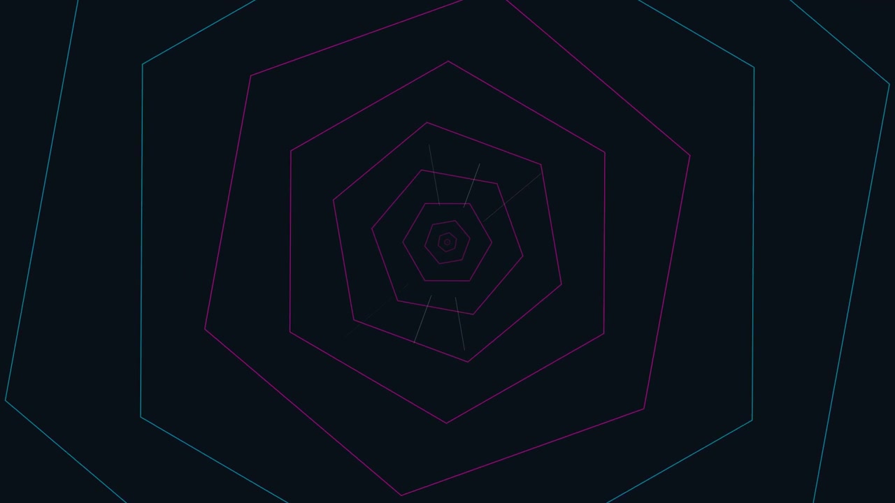 Abstract Animation of Concentric Hexagons Pulsing in Dark Space