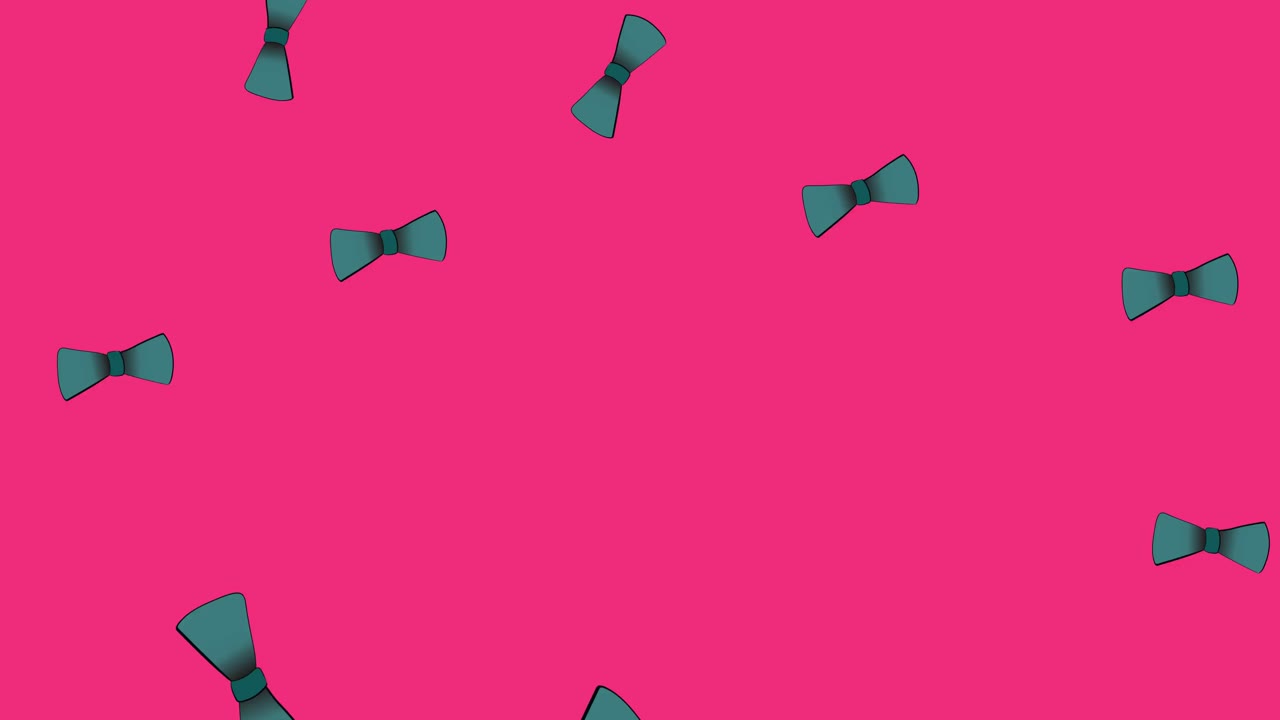 Animazione di papillon che cadono su sfondo rosa