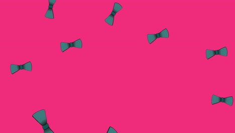 Animation-of-bow-ties-falling-over-pink-background