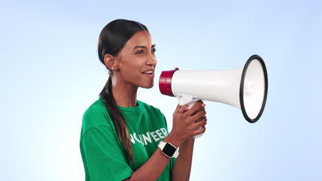 Volunteer-woman,-megaphone