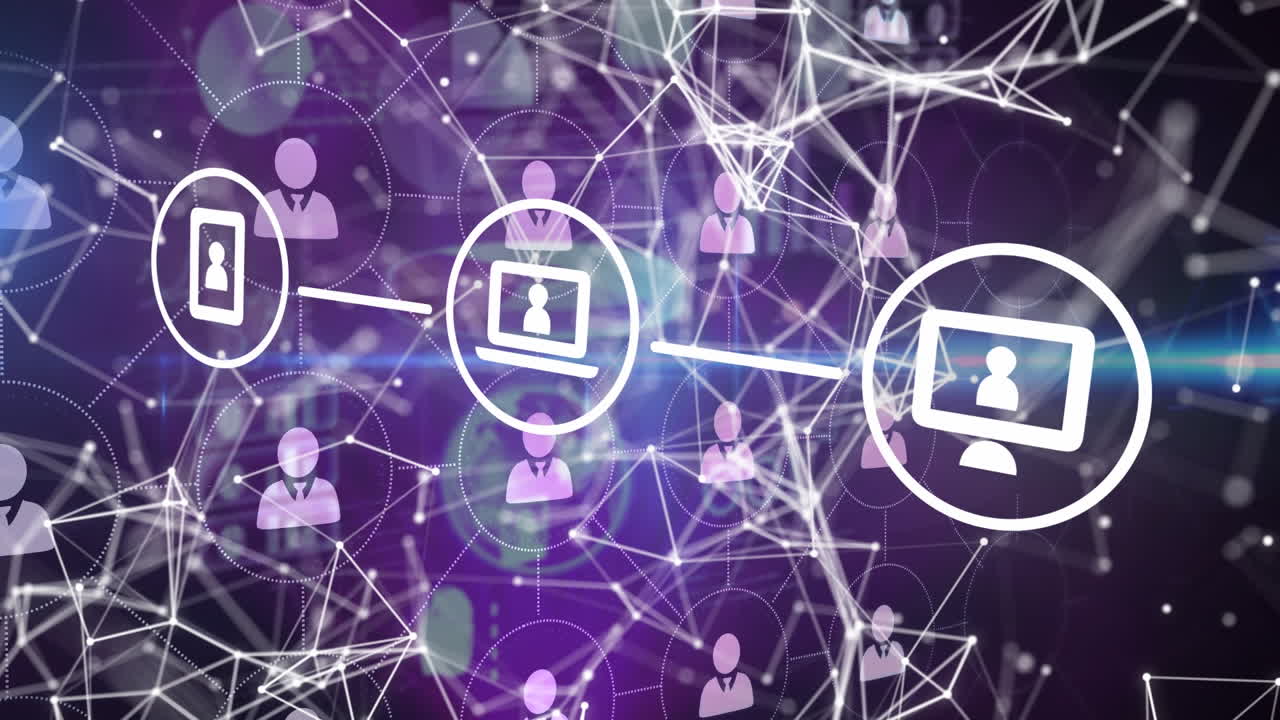 animación de la red de conexiones sobre el procesamiento de datos sobre fondo negro