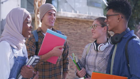 group of diverse students on campus