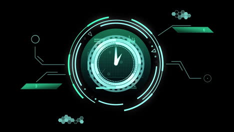 animación del procesamiento de datos sobre un fondo negro