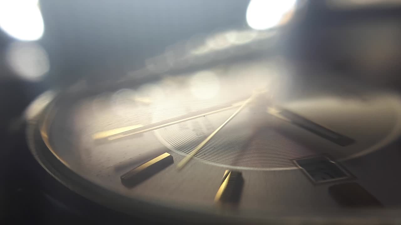 Extreme Close-Up Of Mechanical Watch Clockwise