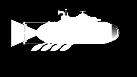 a submarine with oars with an alpha channel of a black and white brightness mask