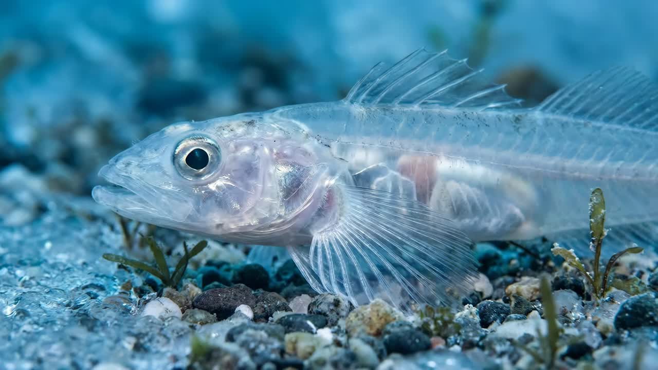 Ghiozzo di vetro trasparente nel suo habitat naturale
