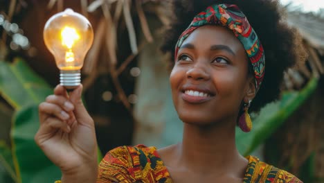 woman holding lightbulb outdoors