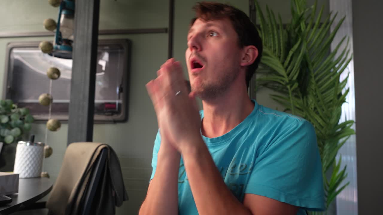 Emotion Floods His Face as Disbelief Shifts Into Frustration - Close Up