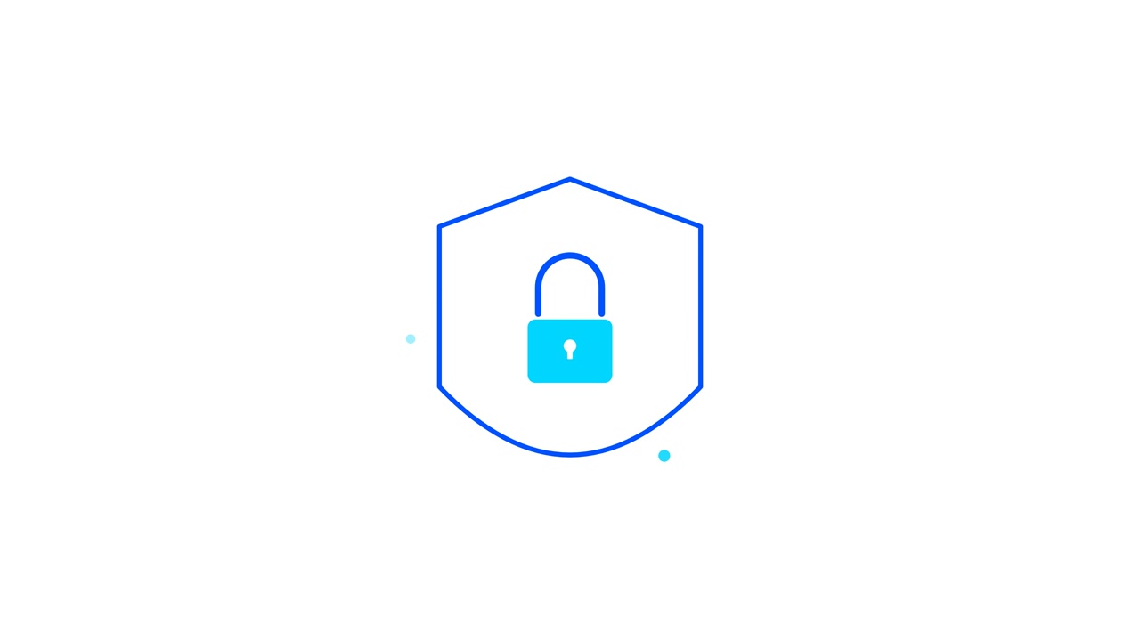 Animated Security Shield Icon with Padlock for Cybersecurity Concept