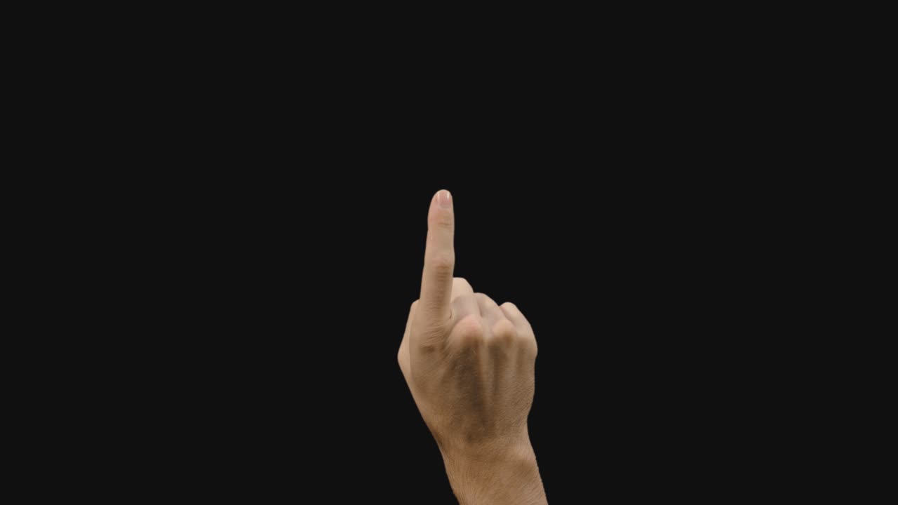 7개의 다른 사전 키의 세트, 투명한 크로마 키, 한 손가락 클릭 제스처, 녹색 스크린에서 빠르고 느리게