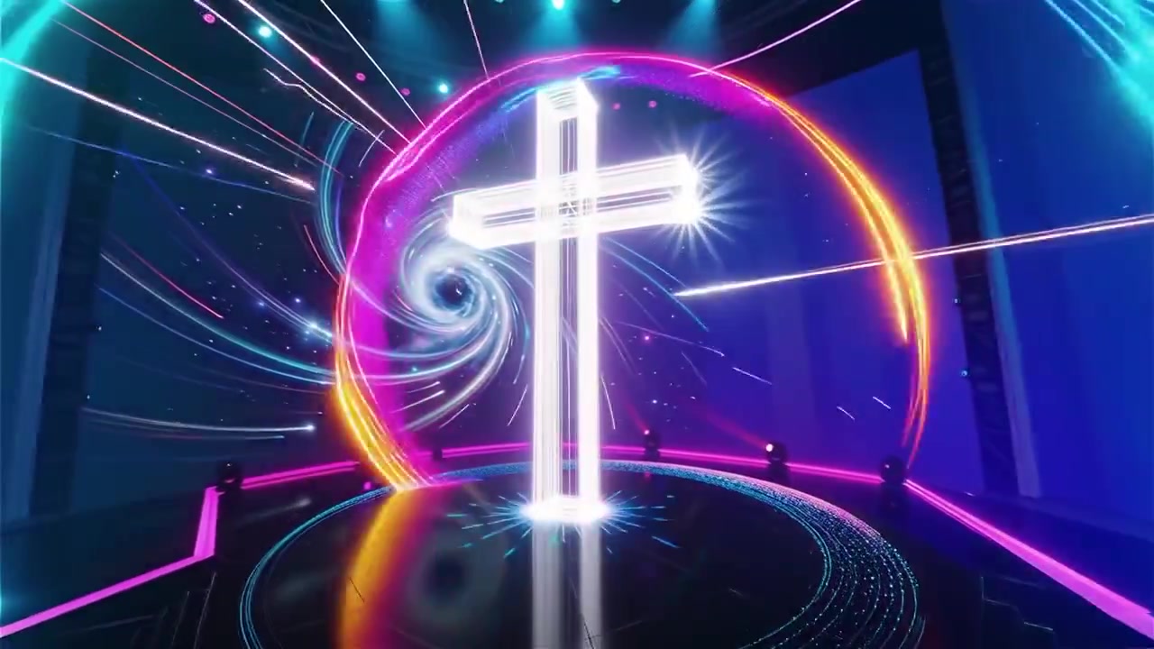 Croce Cristiana Luce Celestiale Sfondo per il Culto.