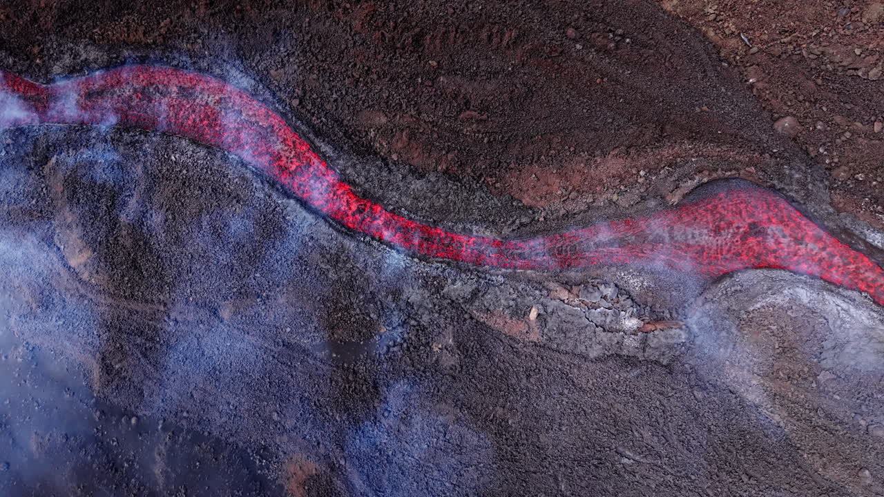Glowing lava flows from Etna in Sicily, showcasing nature's raw power