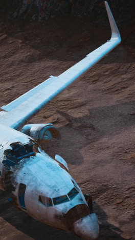 abandoned crushed plane in desert