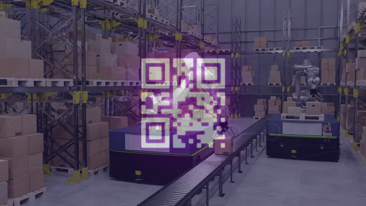 animación del código qr sobre el almacén