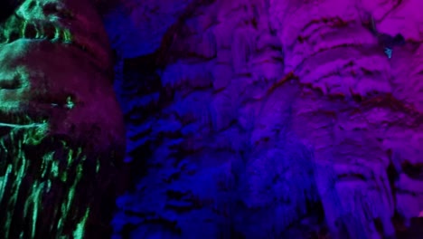 multicolored illuminated stalactites inside st