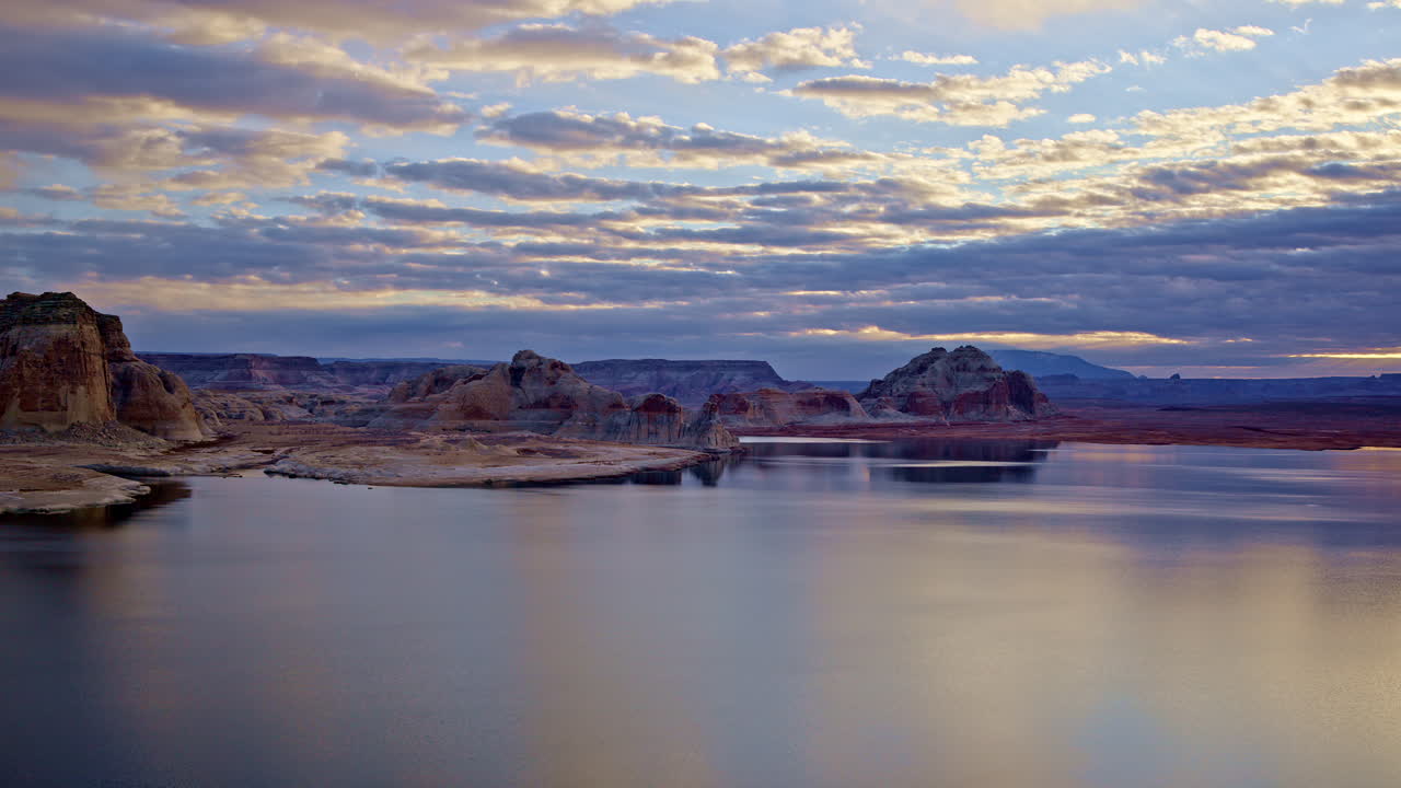 Dramatic drone shot of the surreal landscape that is Glen Canyon near lake powell