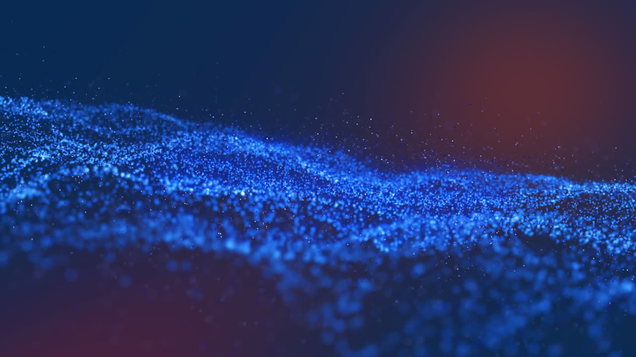 Animation of blue glowing mesh moving on blue background