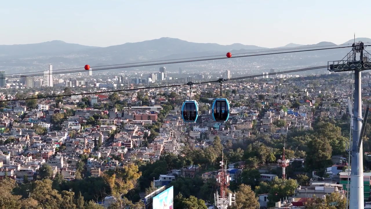 Ripresa aerea della funivia a Chapultepec, Città del Messico