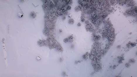 [toma aérea] pintoresco paisaje invernal filmado en el campo de transilvania