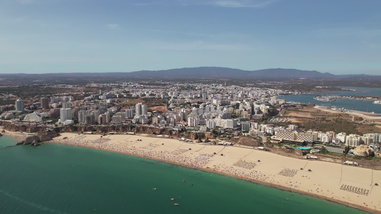 Tourist Portuguese City of Portimao Aerial View on a Sunny Day South Portugal Algarve