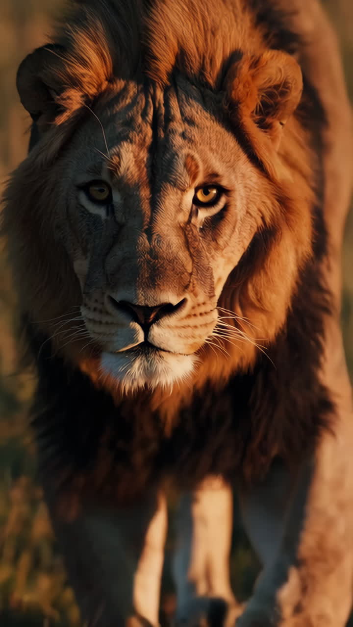 majestuoso león en la sabana africana al amanecer