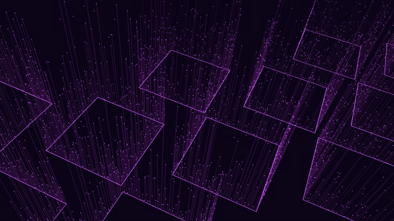 A striking black and purple grid pattern with intricate square elements and intersecting lines, exuding a dark yet elegant and sophisticated vibe