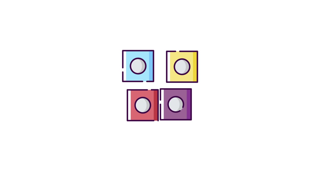 Animated Colorful Grid Icon with Expanding Circles