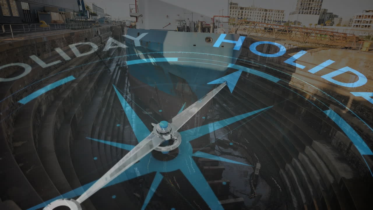 animación de la brújula moviéndose sobre el puerto