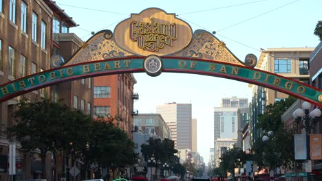 4K-Still-Shot-of-Gaslamp-Quarter-Sign-in-San-Diego-on-September-26,-2023