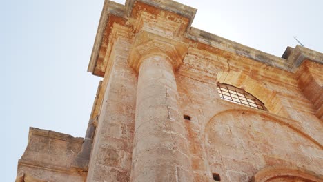 medieval-Mediterranean-building-in-ancient-Greek-Orthodox-monastery-Agia-Triada,-Crete-Greece