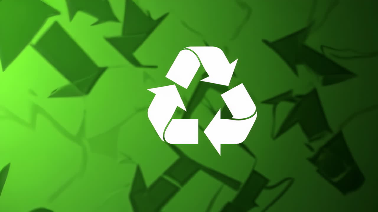 Recycling Symbol on Green Background