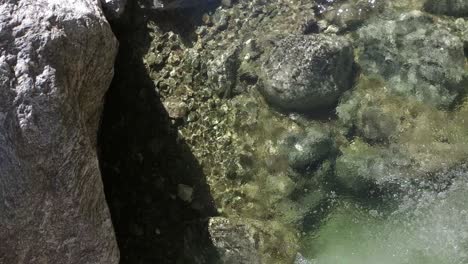 Rocky-river-bed-through-crystal-clear-water-in-slow-motion