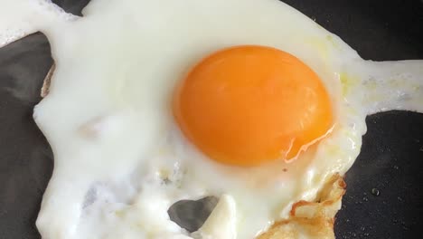 huevos fritos en una sartén. huevo roto cae en la sartén con ruido y fondo bokeh enterrado.