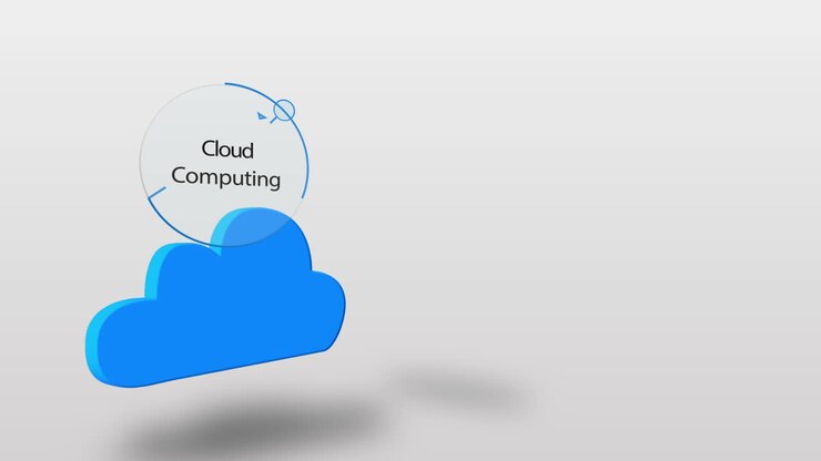 Gráfico azul de computação em nuvem sobre fundo branco