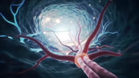 exploring the intricacies of the nervous system: a stunning visual journey through neurons in a bioluminescent environment