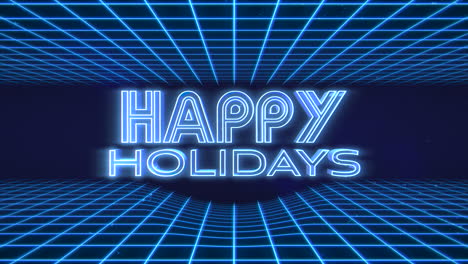 Happy-Holidays-with-blue-neon-text-and-grid-in-space