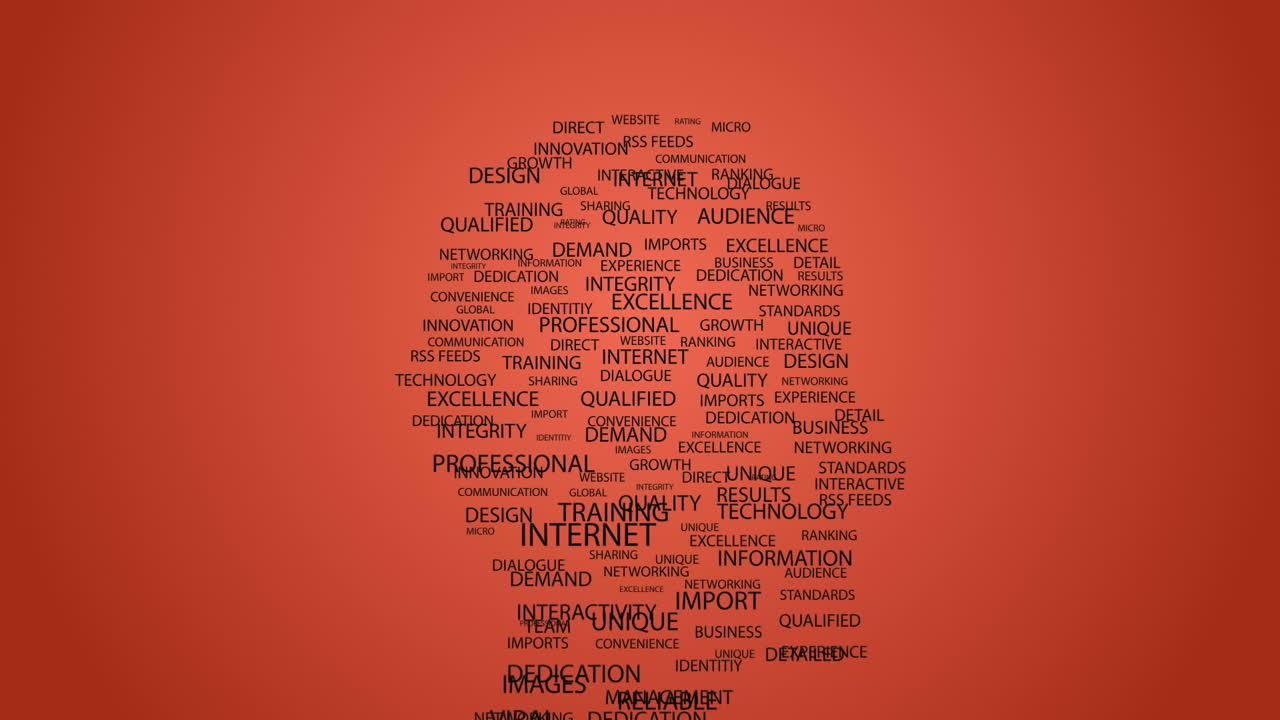 Business buzzwords in shape of head