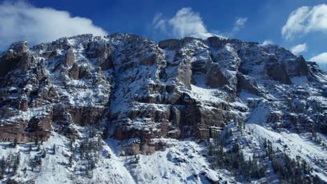 Drone aerial views of a steep cliff outside of Telluride, Colorado