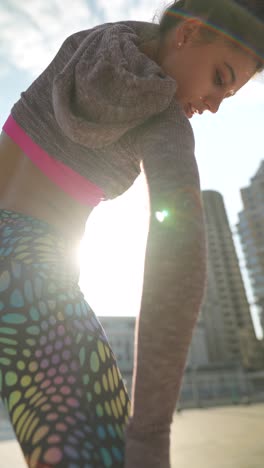 woman stretching outdoors