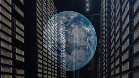 Animation-of-a-globe-against-computer-server-room