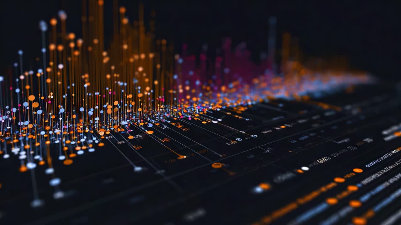 Visualizing Data Trends: A Colorful Representation of Statistical Analysis with Vibrant Points and Lines Displaying Insights and Patterns Over Time