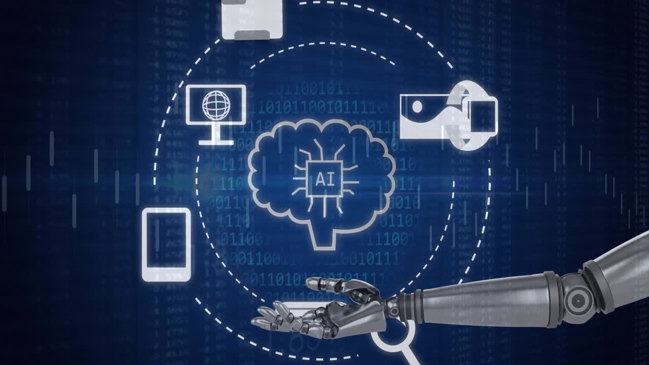 데이터 처리의 애니메이션과 로 팔 위의 ai 아이콘