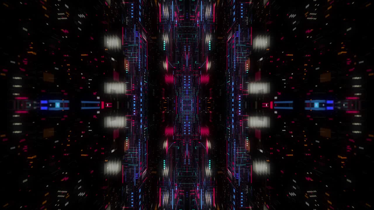 Flying futuristic central processing unit. loop / 3D render